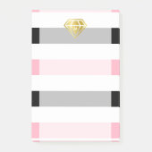 Gold Diamond & Pink & Black Stripes Monogram Post-it® Notes (Voorkant)
