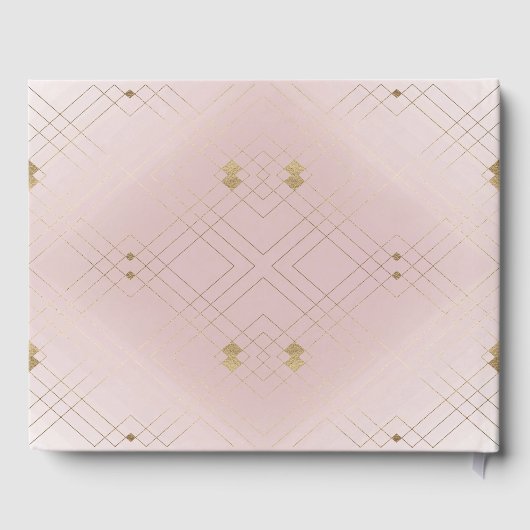 Gold Diamond Pink Geometric Deco Gatsby Wedding Gastenboek (Achterkant)