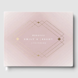 Gold Diamond Pink Geometric Deco Gatsby Wedding Gastenboek