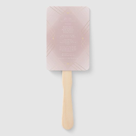 Gold Diamond Pink Geometric Deco Gatsby Wedding Handwaaier (Achterkant)