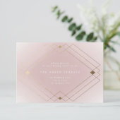 Gold Diamond Pink Geometric Deco Gatsby Wedding Informatiekaartje (Staand voorkant)