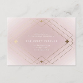 Gold Diamond Pink Geometric Deco Gatsby Wedding Informatiekaartje