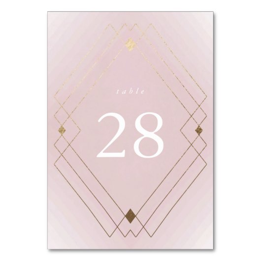Gold Diamond Pink Geometric Deco Gatsby Wedding Kaart (Voorkant)
