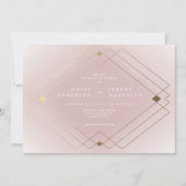 Gold Diamond Pink Geometric Deco Gatsby Wedding Kaart (Voorkant)