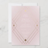 Gold Diamond Pink Geometric Deco Gatsby Wedding Kaart (Voorkant)