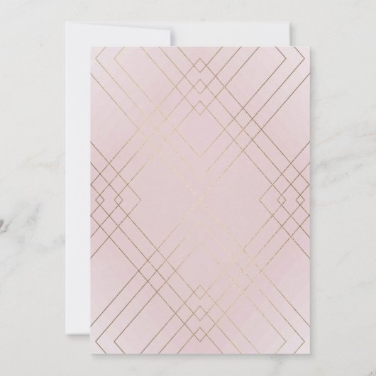 Gold Diamond Pink Geometric Deco Gatsby Wedding Kaart (Achterkant)