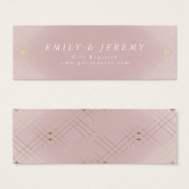 Gold Diamond Pink Geometric Deco Gatsby Wedding Mini Visitekaartjes