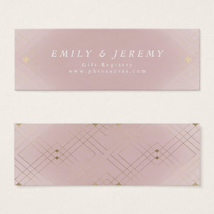 Gold Diamond Pink Geometric Deco Gatsby Wedding Mini Visitekaartjes
