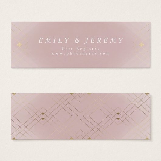 Gold Diamond Pink Geometric Deco Gatsby Wedding Mini Visitekaartjes (Voorkant /achterkant)