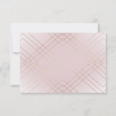 Gold Diamond Pink Geometric Deco Gatsby Wedding RSVP Kaartje (Achterkant)