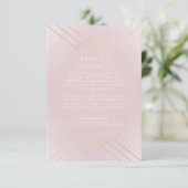 Gold Diamond Pink Geometric Deco Gatsby Wedding RSVP Kaartje (Staand voorkant)