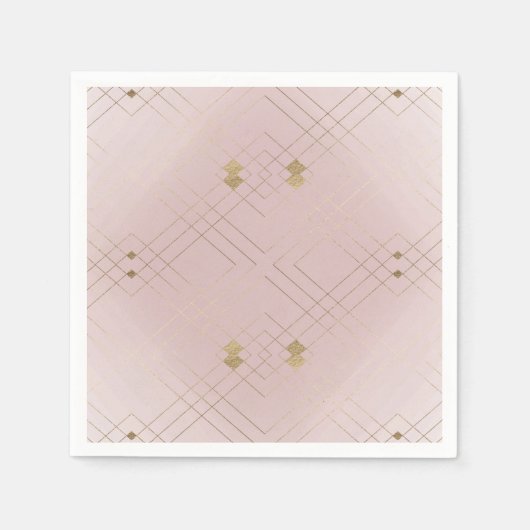 Gold Diamond Pink Geometric Deco Gatsby Wedding Servet (Voorkant)
