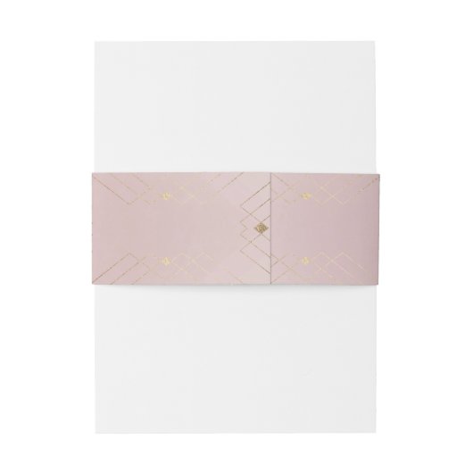 Gold Diamond Pink Geometric Deco Gatsby Wedding Uitnodigingen Wikkel (Achterkant Voorbeeld)