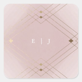 Gold Diamond Pink Geometric Deco Gatsby Wedding Vierkante Sticker