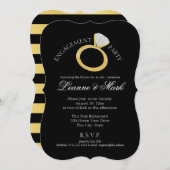 Gold Diamond Ring Engagement Party Kaart (Voorkant / Achterkant)