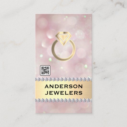 Gold Diamond Ring Logo | QR-code Visitekaartje (Voorkant)