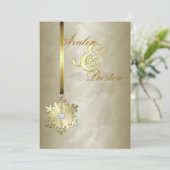 Gold Diamond Snowflake Gold Foil Uitnodiging (Staand voorkant)