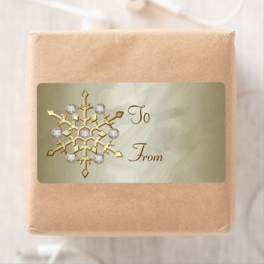 Gold Diamond Snowflake Gold Gift Label (Insitu)