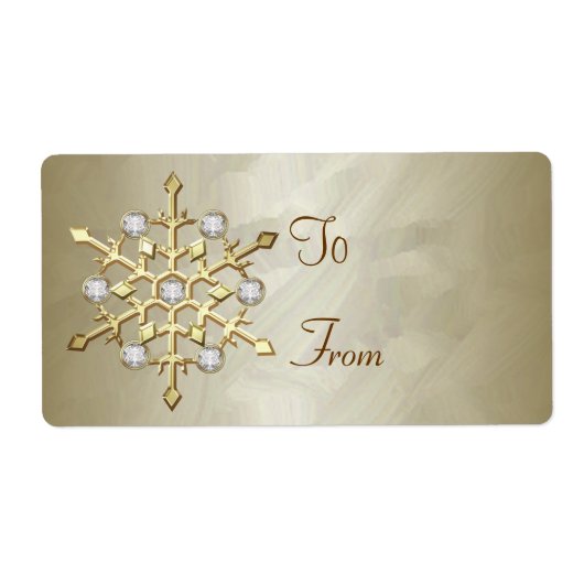 Gold Diamond Snowflake Gold Gift Label (Voorkant)