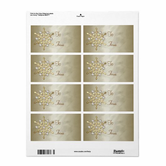 Gold Diamond Snowflake Gold Gift Label (Full Sheet)