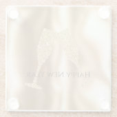 Gold Diamond Sparkle Champagne Glasses New Year's Glazen Onderzetter (Achterkant)