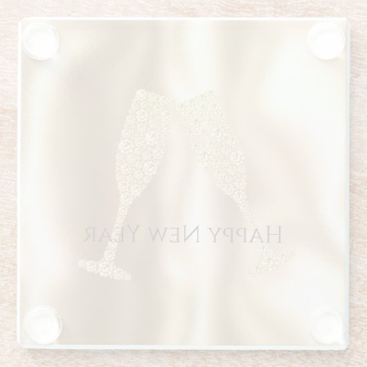 Gold Diamond Sparkle Champagne Glasses New Year's Glazen Onderzetter (Achterkant)