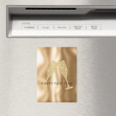 Gold Diamond Sparkle Champagne Glasses New Year's Magneet (Insitu (Vaatwasser))