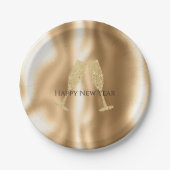 Gold Diamond Sparkle Champagne Glasses New Year's Papieren Bordje (Voorkant)