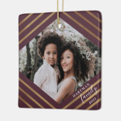 Gold Diamond Stripes Burgundy 2 - Kerstmis Keramisch Ornament (Links)