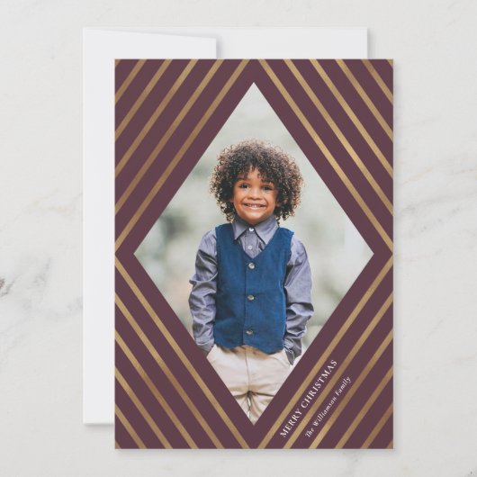 Gold Diamond Stripes Lijst - Kerstmis Feestdagenkaart (Voorkant)