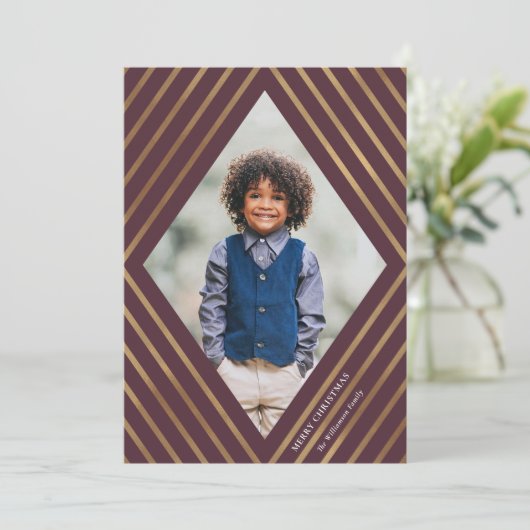 Gold Diamond Stripes Lijst - Kerstmis Feestdagenkaart (Staand voorkant)