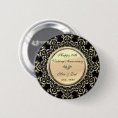Gold Diamond Swirls Black 50th Wedding Jubileum Ronde Button 5,7 Cm (Voorkant /achterkant)