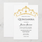 Gold Diamond Tiara Quinceanera Party Invite Kaart (Voorkant / Achterkant)