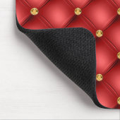 Gold Diamond Tufted Leather Red Muismat (Hoek)