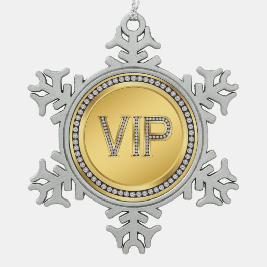 Gold Diamond VIP Kerstmis Tin Sneeuwvlok Ornament (Voorkant)