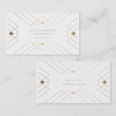 Gold Diamond White Geometric Deco Gatsby Visitekaartje (Voorkant / Achterkant)