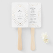 Gold Diamond White Geometric Deco Gatsby Wedding Handwaaier (Voorkant en achterkant)