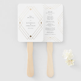 Gold Diamond White Geometric Deco Gatsby Wedding Handwaaier