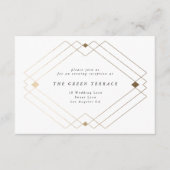 Gold Diamond White Geometric Deco Gatsby Wedding Informatiekaartje (Voorkant)