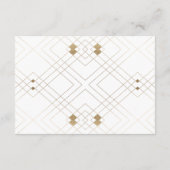 Gold Diamond White Geometric Deco Gatsby Wedding Informatiekaartje (Achterkant)