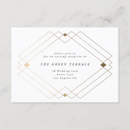 Gold Diamond White Geometric Deco Gatsby Wedding Informatiekaartje