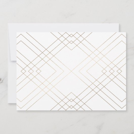 Gold Diamond White Geometric Deco Gatsby Wedding Kaart (Achterkant)