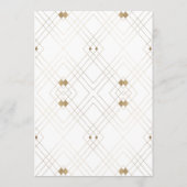 Gold Diamond White Geometric Deco Gatsby Wedding Menu (Achterkant)