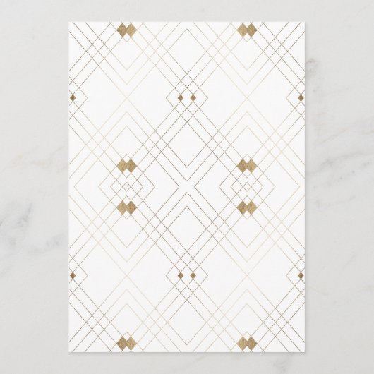 Gold Diamond White Geometric Deco Gatsby Wedding Menu (Achterkant)
