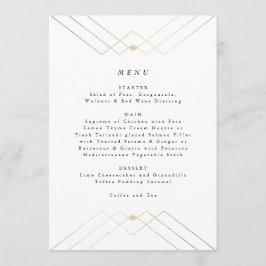 Gold Diamond White Geometric Deco Gatsby Wedding Menu