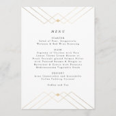 Gold Diamond White Geometric Deco Gatsby Wedding Menu (Voorkant)