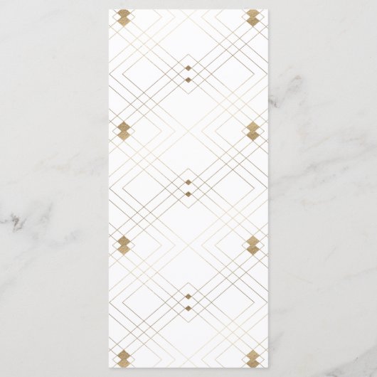 Gold Diamond White Geometric Deco Gatsby Wedding Programmakaart (Achterkant)