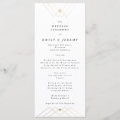 Gold Diamond White Geometric Deco Gatsby Wedding Programmakaart (Voorkant)