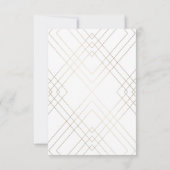 Gold Diamond White Geometric Deco Gatsby Wedding RSVP Kaartje (Achterkant)