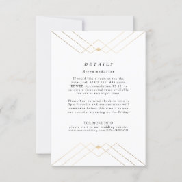 Gold Diamond White Geometric Deco Gatsby Wedding RSVP Kaartje